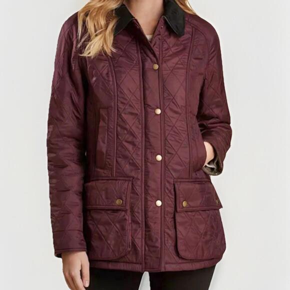 BARBOUR BEADNELL Polarquilt Jacket Sz 12 Or Large Quilted Purple British Classic - Picture 1 of 10